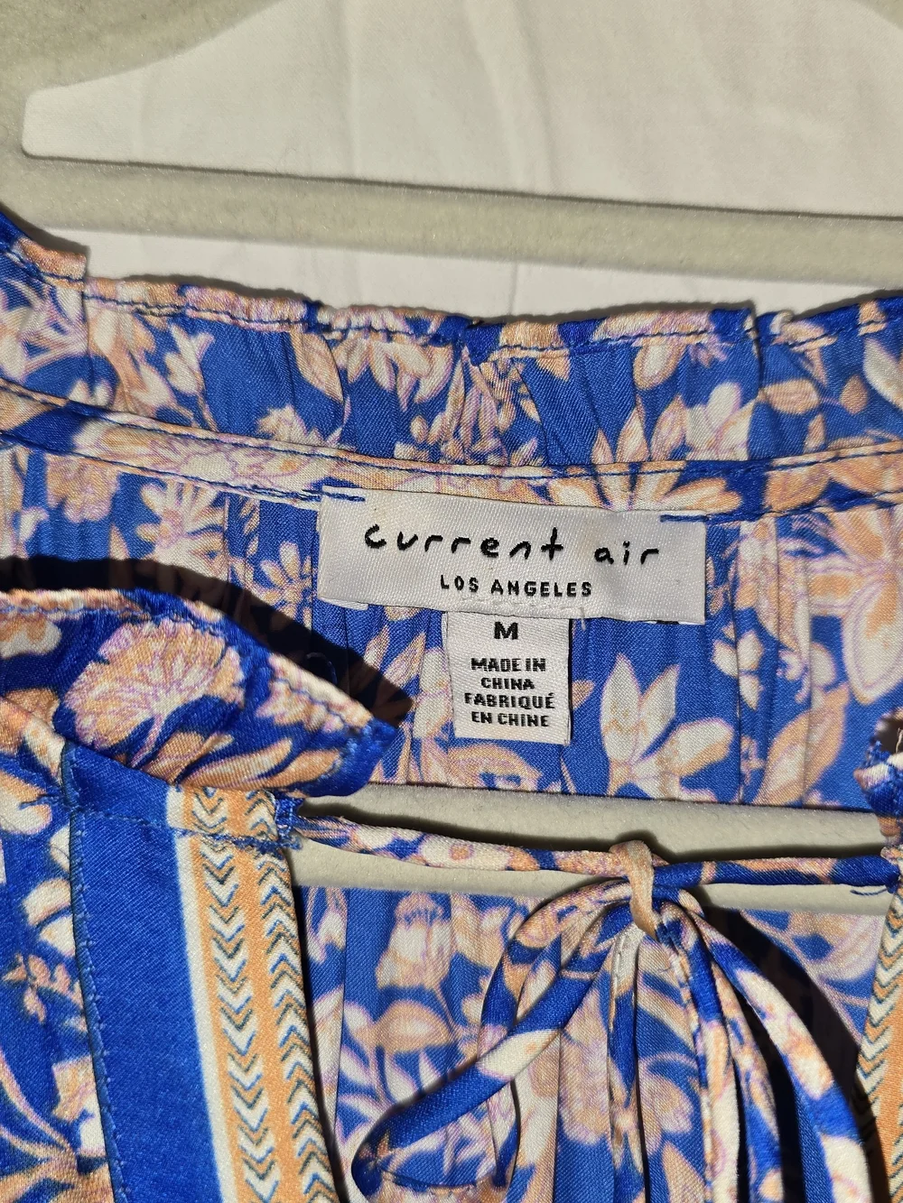 Current Air Blue Floral Midi Dress with Orange Accents